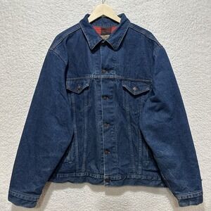 Vintage‎ Plain Pockets Men's Blue Denim Button Flap Chest Pockets Jean Jacket